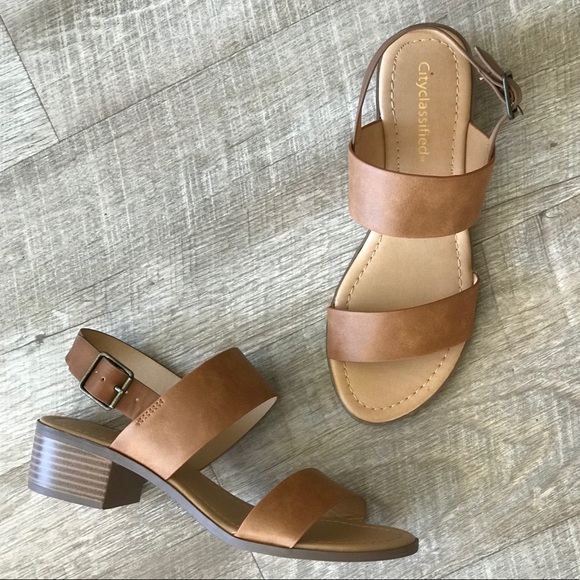 City Classified Tum Tan Low Block Heeled Sandal 10 - Picture 5 of 5